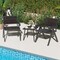 3-Piece PE Rattan Patio Bistro Set Mix Brown Wicker Chairs with Quick-Dry Foam & Tempered Glass Table